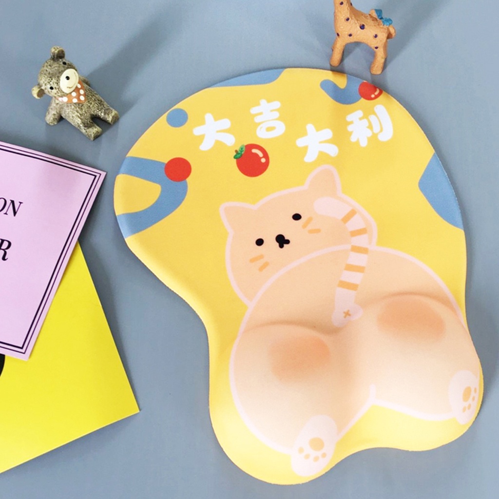 Miếng Lót Chuột 3d Bằng Silicon Chống Trượt Hình Chân Mèo Dễ Thương