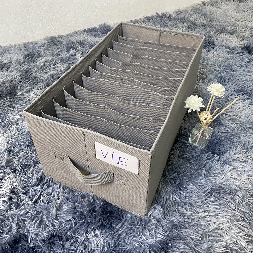 Hộp Vải Đựng Quần Áo Chia 12 Ngăn - Hộp Đựng Đồ Sắp Xếp Tủ Quần Áo