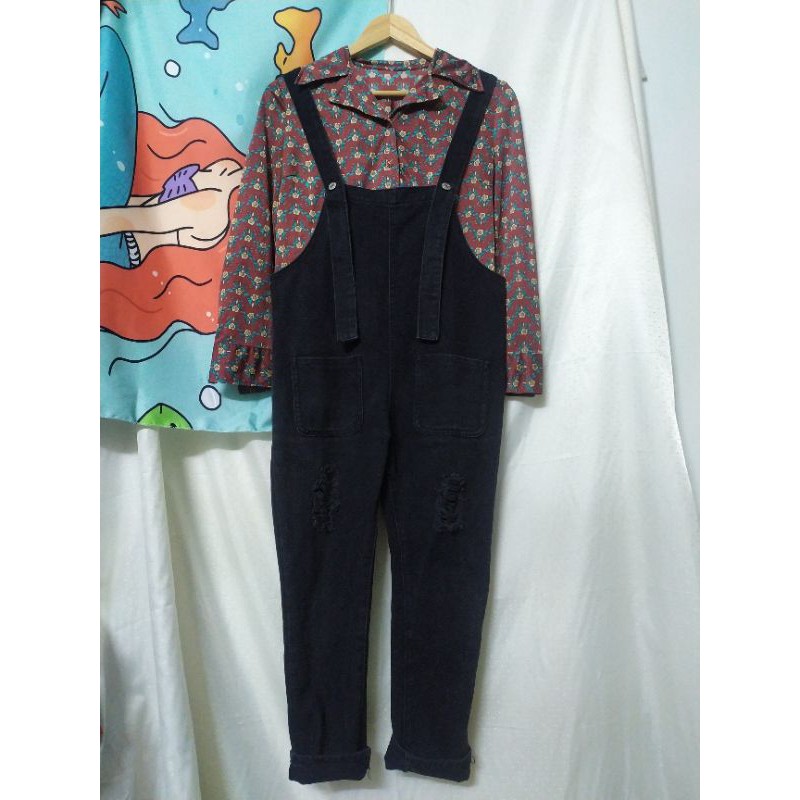 Yếm jean rách gối eo 80 si