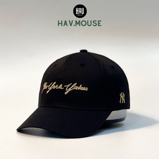 Mũ lưỡi trai NY thêu yankee đen logo thêu vàng Style hàn quốc dành cho cả nam và nữ Free size