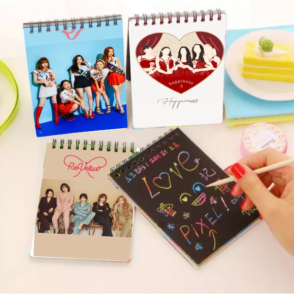 Sổ cào vẽ GOT7 ITZY MAMAMOO RED VELVET giấy đen SC30 14cm *10 cm sổ cào cute dễ thương