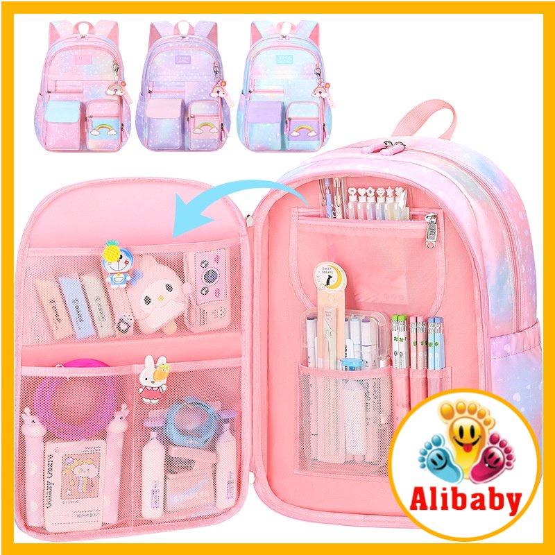 Balo cặp sách đi học cho bé gái cấp 1, cấp 2 ba lô học sinh trung học siêu nhẹ chống nước nhẹ cho trẻ em E1068