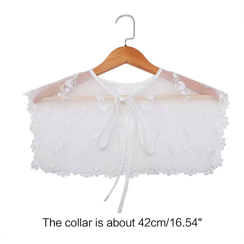 Khăn Choàng Cổ Thêu Hoa Đính Sequin Phối Dây Cột Nơ Có Thể Tháo Rời Cho Nữ