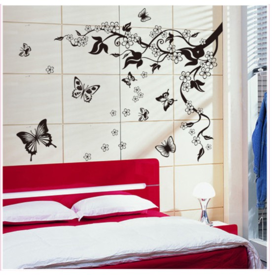 Decal trang trí tường những nét hoa văn đen