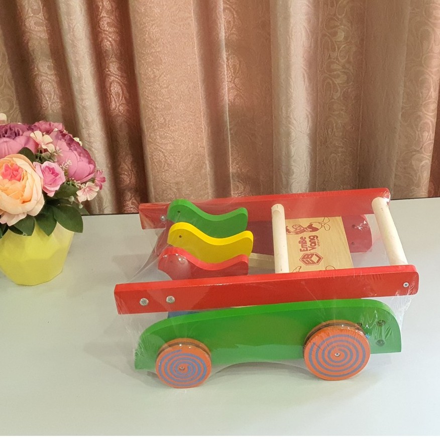 Xe tập đi gỗ 3 con gà hàng chính hãng Em Bé Vàng LOẠI TỐT