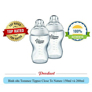(Hàng UK) Bình sữa chống sặc, chống đầy hơi Tommee Tippee 150ml/260ml