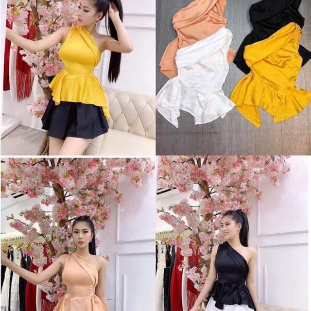 Áo phi lụa lệch tà