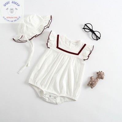 Body chip cho bé gái kèm mũ bèo tiểu thư xinh xắn cho bé diện đầy tháng thôi nôi dự tiệc