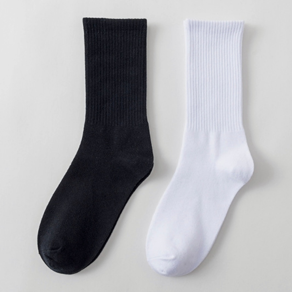 Tất vớ cao cổ nam nữ chất cotton trắng và đen mềm đi mát thiết kế thoáng khí