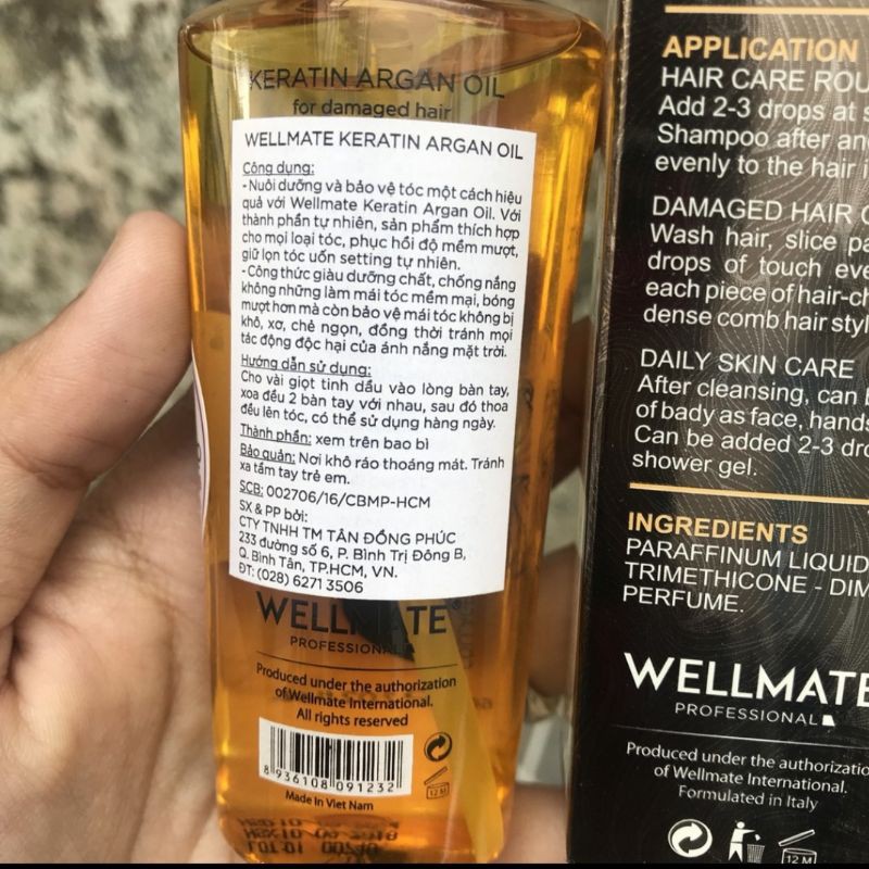 TINH DẦU PHỤC HỒI TÓC WELLMATE ARGAN OIL 60ML