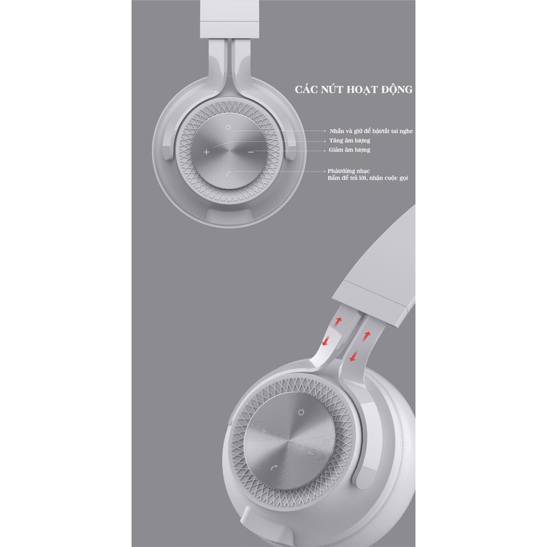 Tai Nghe/Headphone Chụp Tai Bluetooth 5.0 Fingertime P1 Có Micro Đàm Thoại Chất Lượng Âm Thanh Nổi Phong Cách Sành Điệu