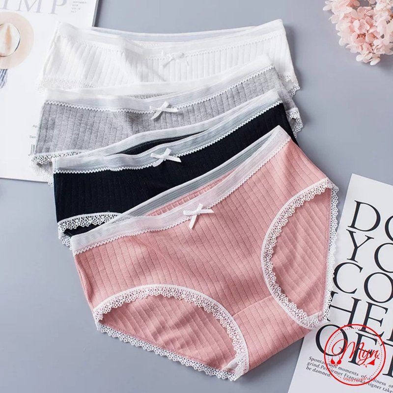 QUẦN LÓT GÂN TĂM VIỀN REN COTTON THẤM HÚT SIÊU XINH | BigBuy360 - bigbuy360.vn