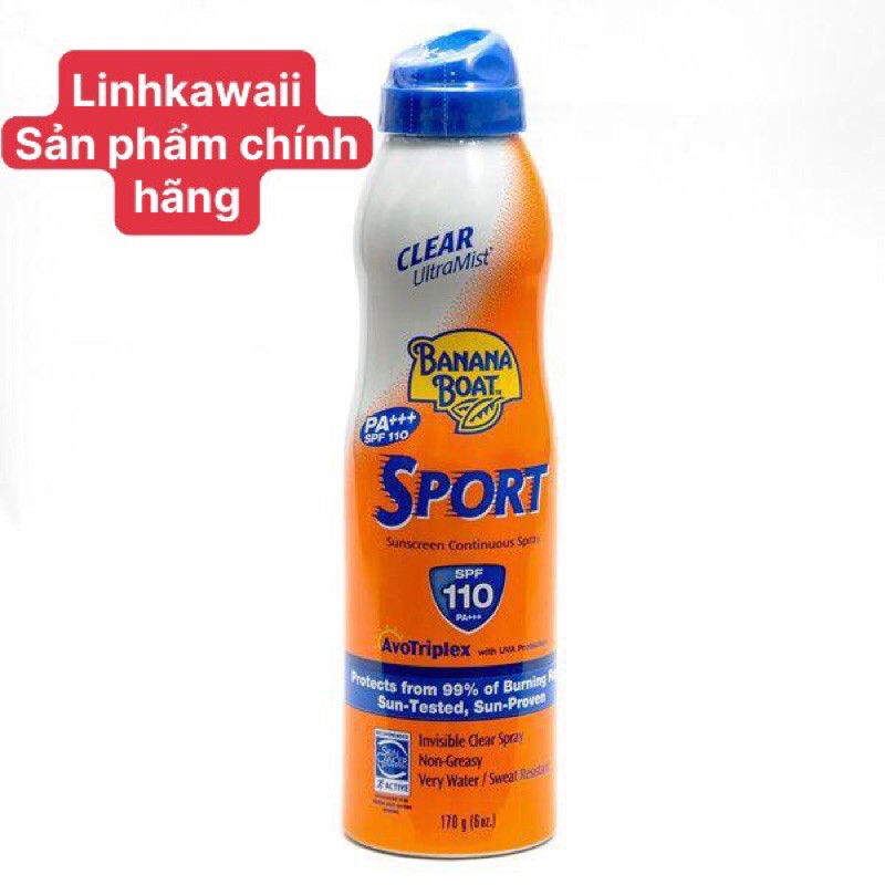 Kem, Xịt Chống Nắng Thể thao Banana Boat SPF110 Mỹ (90ml & 170g)