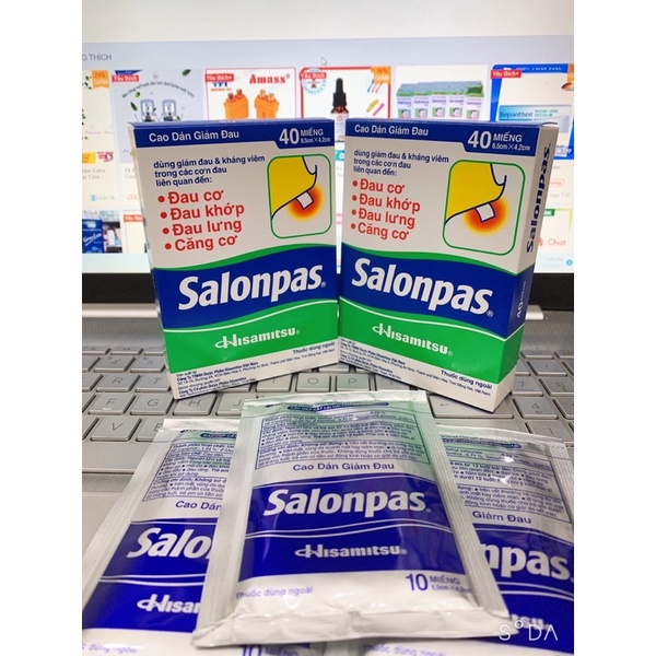 Miếng dán giảm đau Salonpas  Giảm Đau Vai, Lưng, Cơ, Mỏi Cơ, Đau Khớp, Bầm Tím