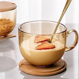 2 Cốc thuỷ tinh màu hổ phách