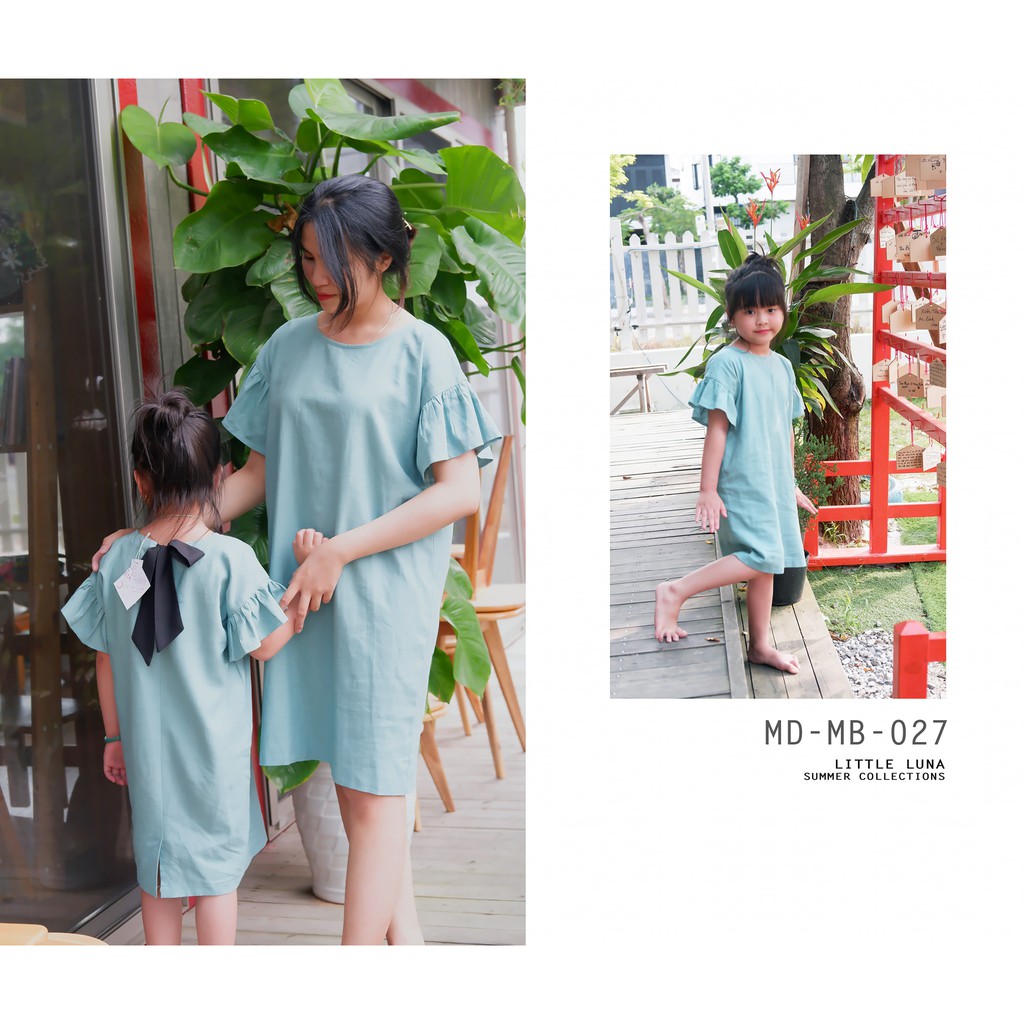 Little Luna - Váy đầm mẹ và bé linen suông tay bèo