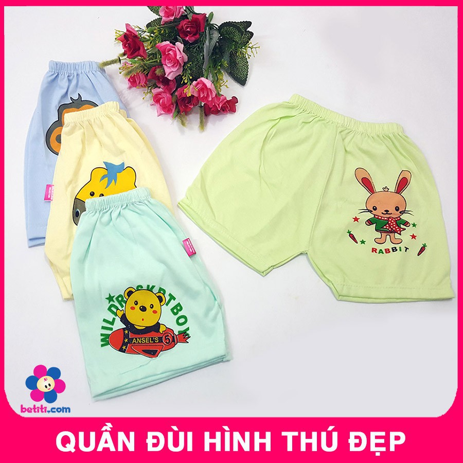 Quần Đùi Sơ Sinh In Hình Thú Ngộ Nghĩnh Cho Bé