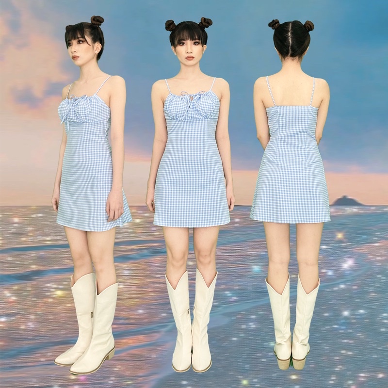 DALLA Đầm váy hai dây caro rút ngực DALLA SAIGON | BigBuy360 - bigbuy360.vn