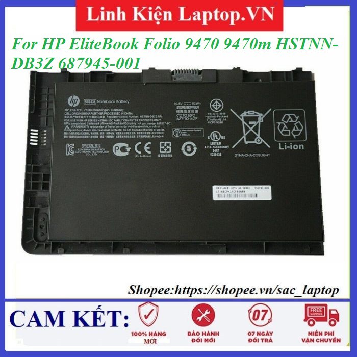 ⚡[Pin zin]Pin laptop HP EliteBook Folio 9470 9470m
