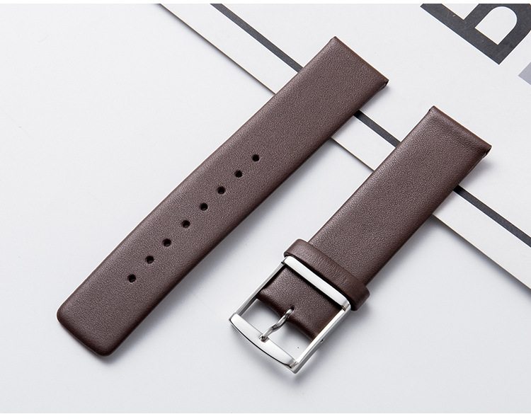 Wholesale applicable CK watch leather strap pin buckle men and women's calf leather ultra thin leather watch strap accessories