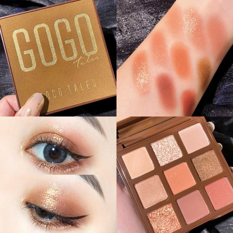 Bảng Phấn Mắt Bóng Lưu vực Gogo dance admiring velvet eyeshadow palette youth Fashionable beautiful girl student model waterproof and easy to color gold foil chocolate
