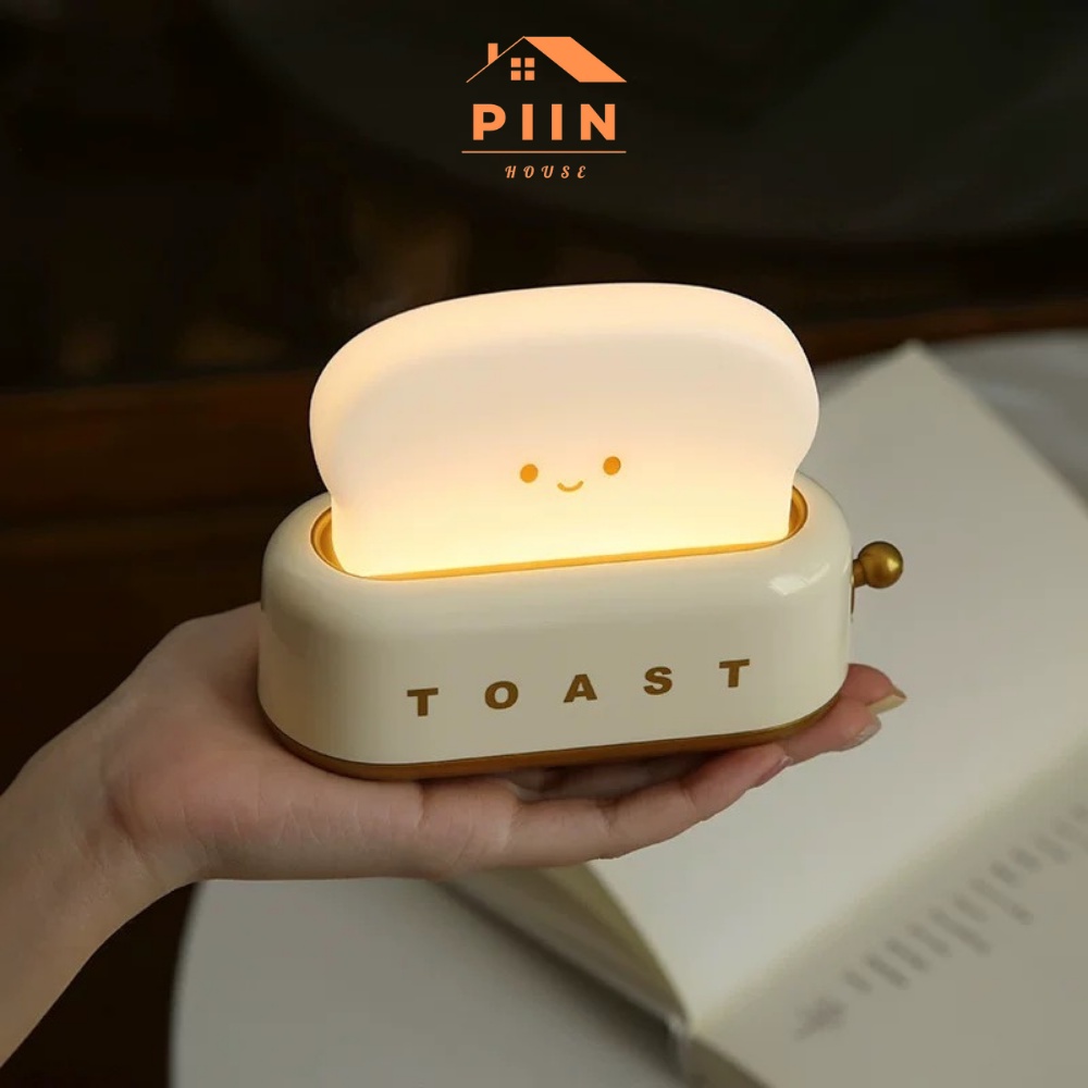 Đèn ngủ hình máy nướng bánh mỳ nhiều chế độ sáng có hẹn giờ PIIN HOUSE, quà tặng dễ thương