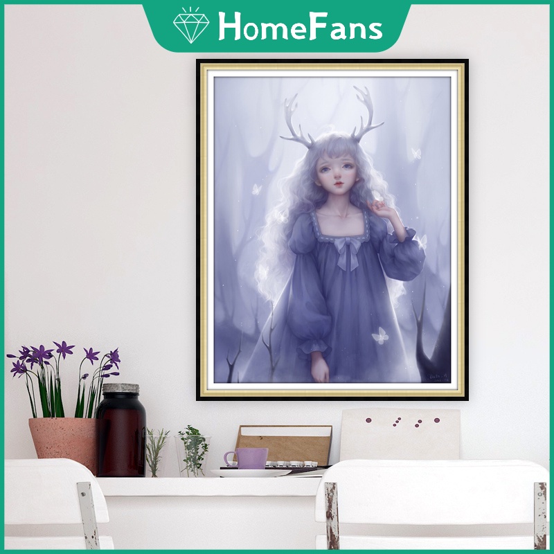 Bộ Tranh Đính Đá 5D Tự Làm 30x40cm / 40x50cm Hình Bé Gái Và Những Người Bạn