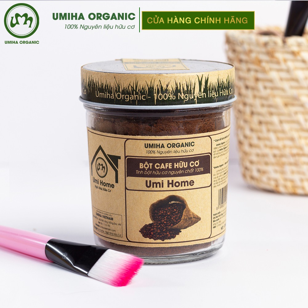 Combo đắp mặt dưỡng trắng da, tẩy da chết UMIHA với Dầu JoJoba 10ml và Bột Cafe 135g hữu cơ nguyên chất