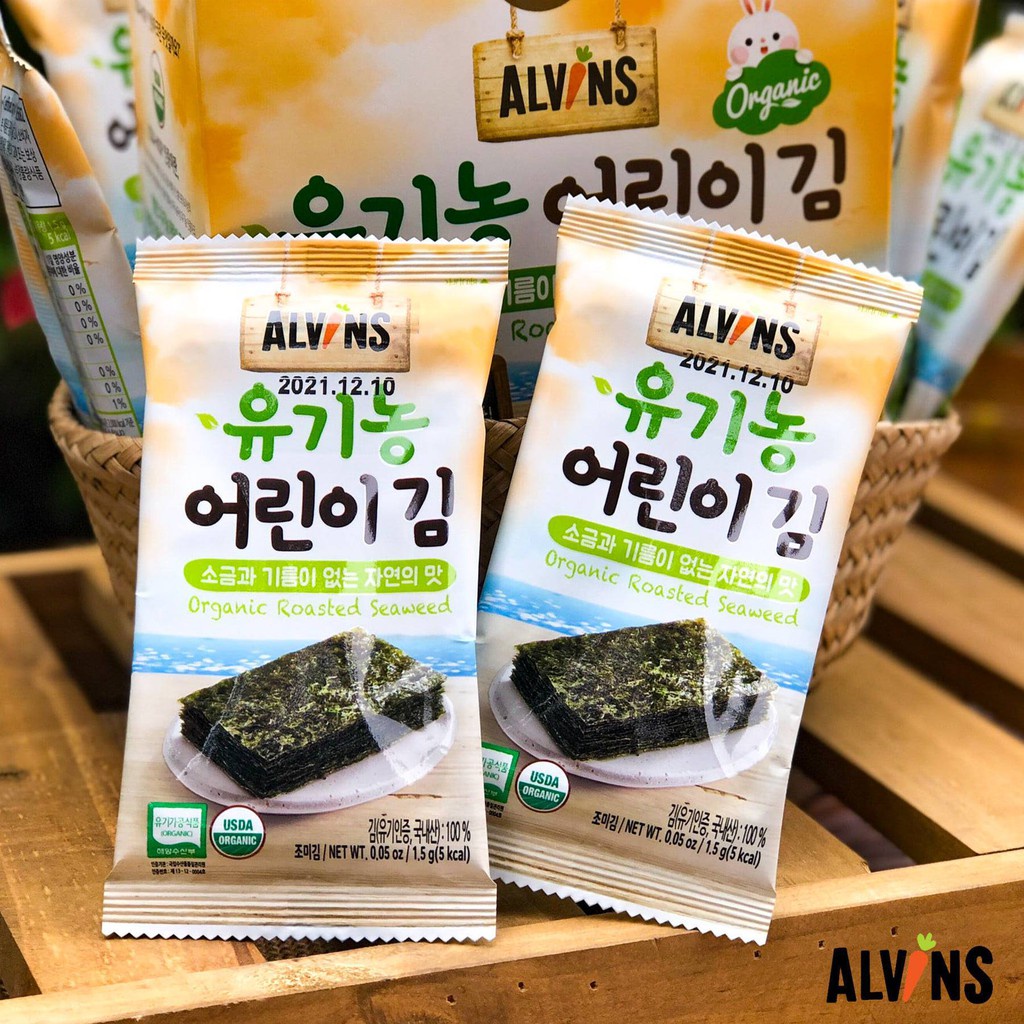 Rong Biển Hữu Cơ Tách Muối Ăn Liền Alvins Cho Bé 15g