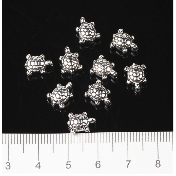 20 Hạt xỏ lỗ mạ bạc hình rùa dùng làm trang sức