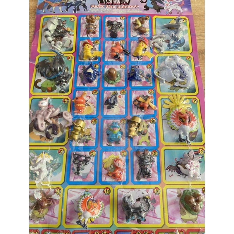 Vỉ 50 con thú Pokemon đủ kích cỡ khác nhau