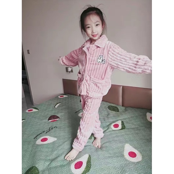 Bộ đồ ngủ nỉ mùa thu đông trẻ em cho bé trai và bé gái, bé lớn Sezi cho từ 8-50kg  hàng đặt trước 7 ngày giao hàng