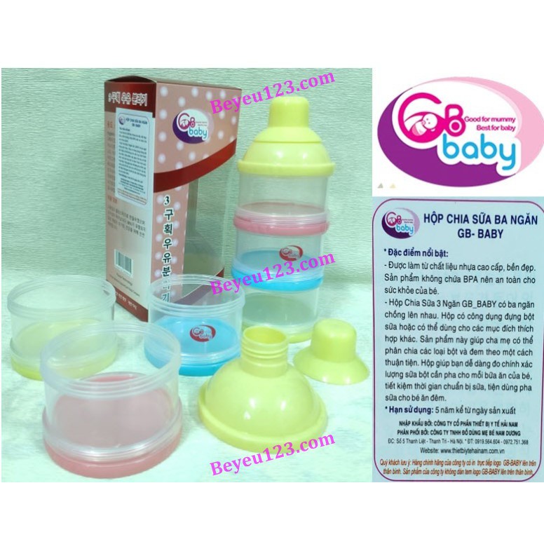 Hộp chia 3 ngăn đựng sữa bột, thức ăn cho bé GB BABY (Công nghệ Hàn Quốc)