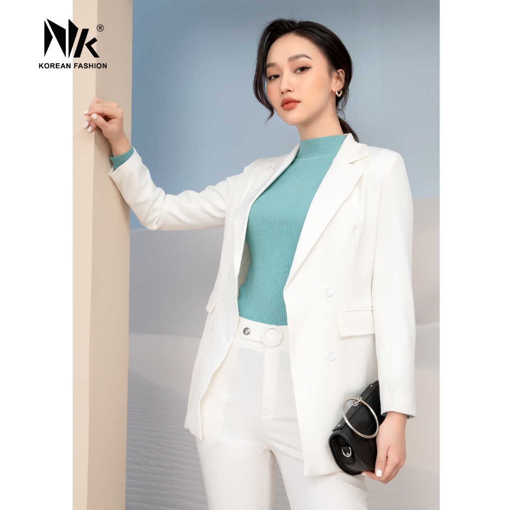 Áo Ký Giả Dáng Dài NK Fashion Thiết Kế Dài Tay Kèm Cúc Bọc Một Lớp Nhẹ Nhàng, Chất Liệu Nhập Hàn Mềm Mịn NKAK2106009
