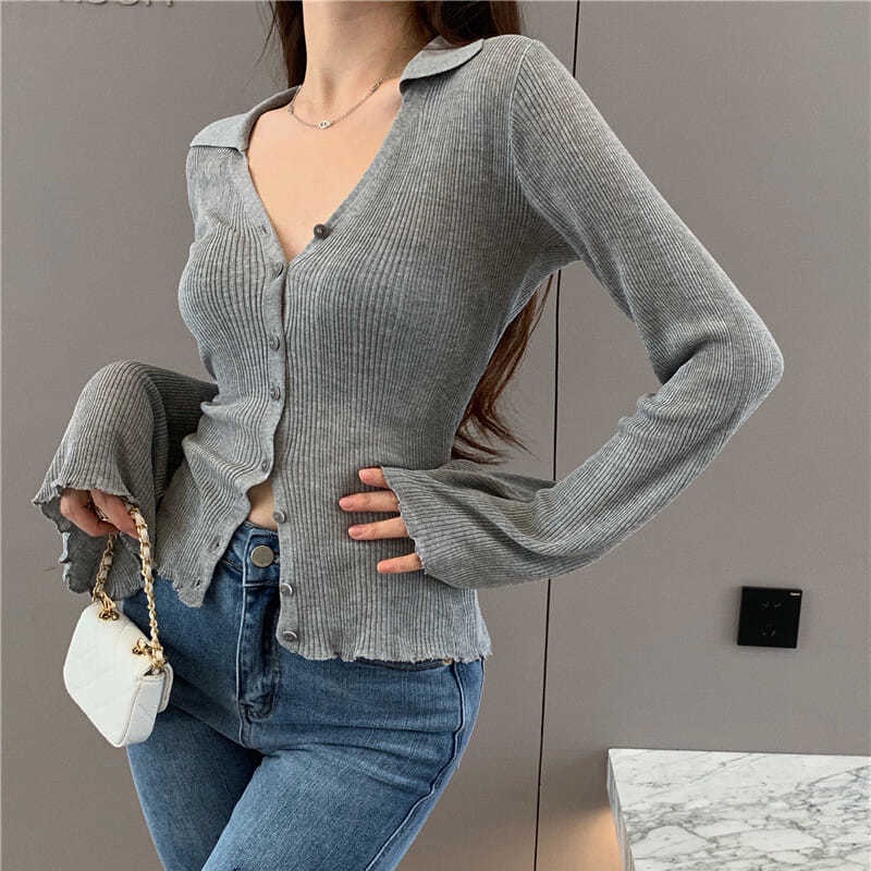 IELGY Áo khoác cardigan IELGY tay dài dáng ngắn thiết kế độc đáo thời trang cho nữ