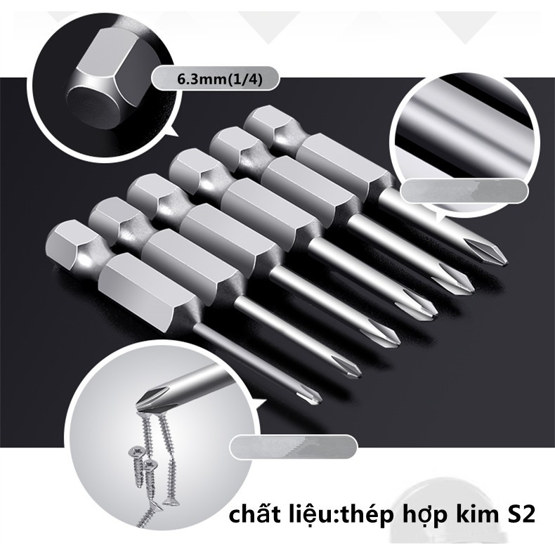 Mũi vặn vít 1.6-6mm -  lục giác cán 6.35mm