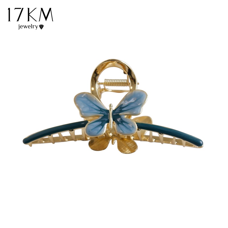 Kẹp tóc 17KM bằng kim loại hình bướm màu sắc ngọt ngào thanh lịch