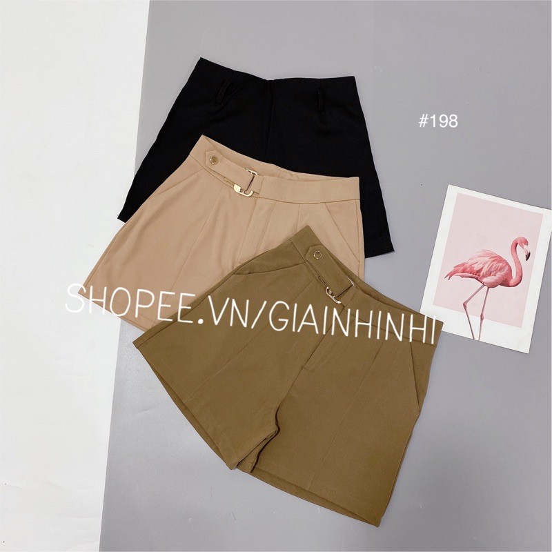 Quần short vải đai sắt siêu đẹp, Quần đùi nữ cạp cao QS198 - Nhinhi Shop