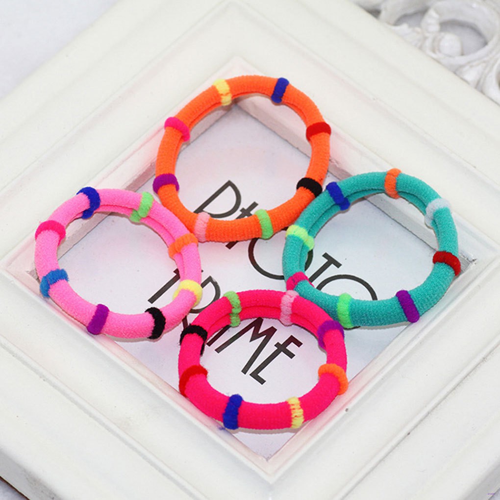 (Hàng Mới Về) Set 12 Dây Cột Tóc Co Giãn Màu Sắc Ngẫu Nhiên Cho Bé Gái