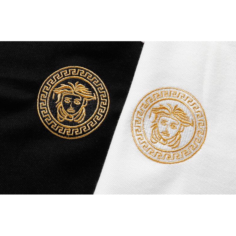 Versace Áo Thun Polo Tay Ngắn Chất Liệu Cotton Thêu Hoạ Tiết Đơn Giản Thời Trang Dành Cho Nam Và Nữ