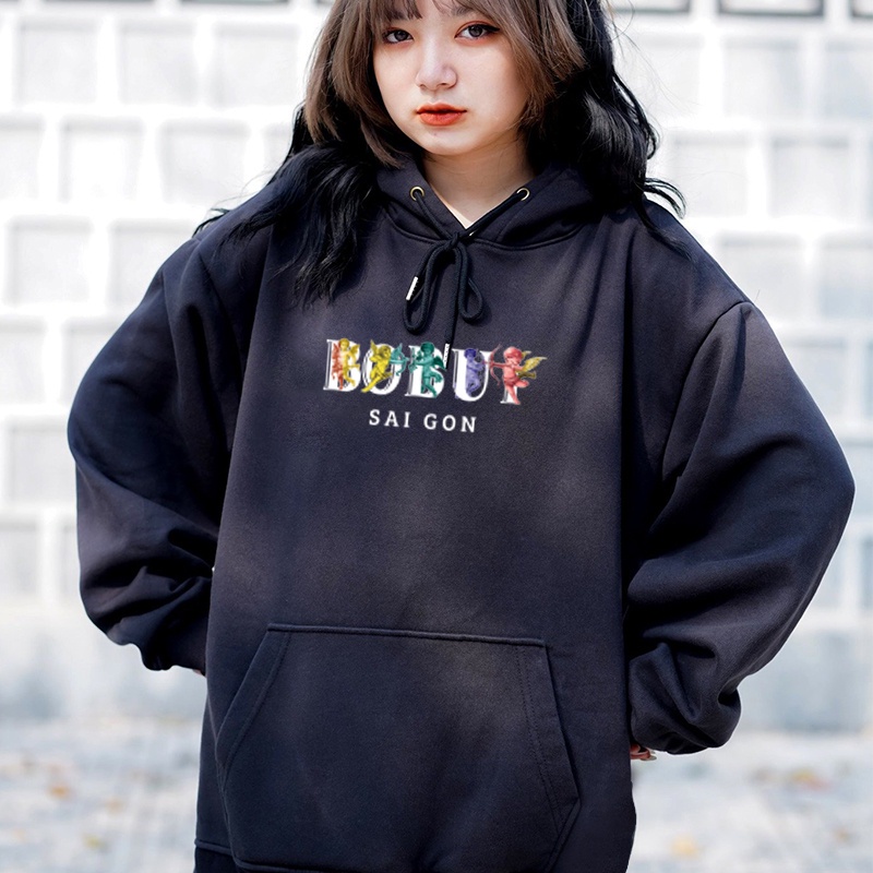 Áo hoodie 2 màu đen trắng nhiều size, áo nỉ bông (N97)