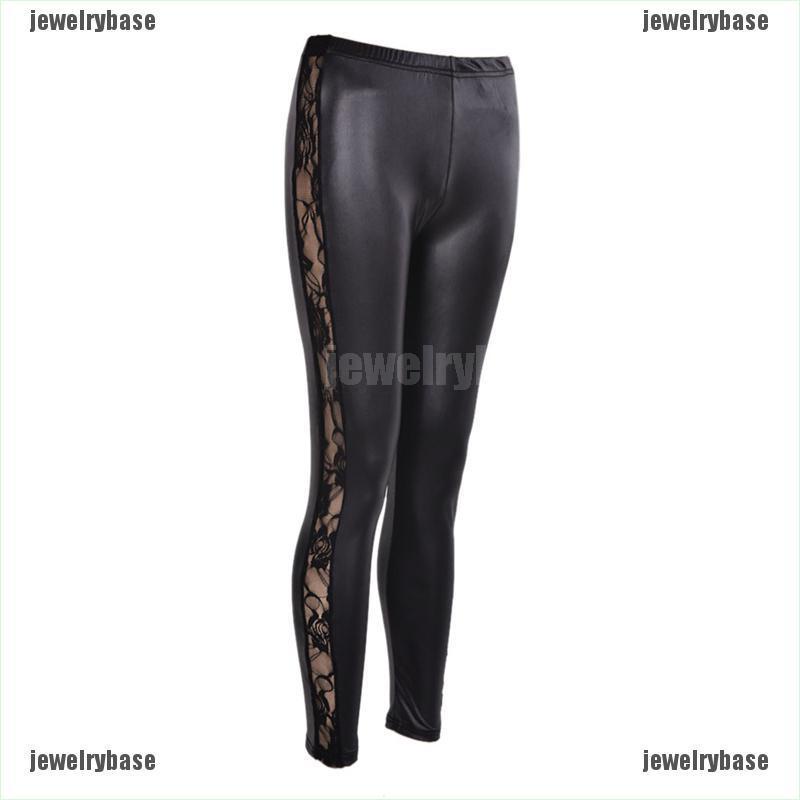 Quần legging da phối ren thời trang gợi cảm cho nữ