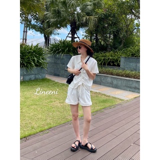 Lineeni | set đồ nữ áo dây rút quần đùi ống rộng