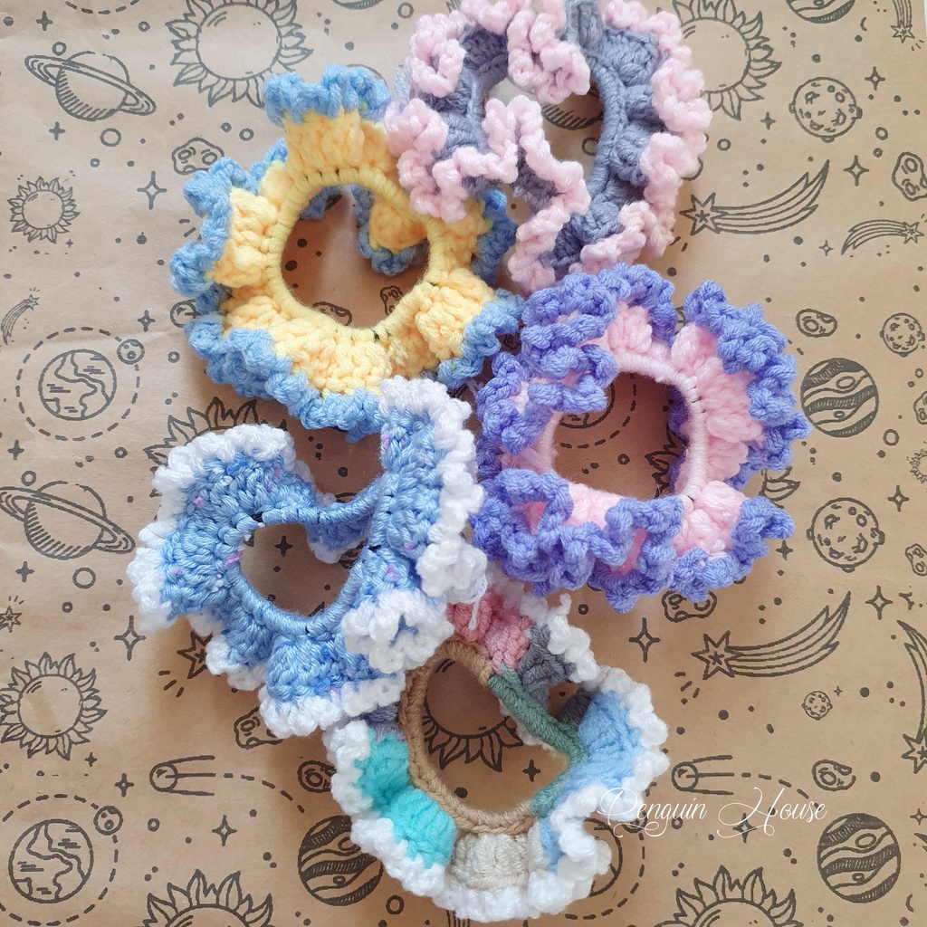 Dây Cột Tóc Scrunchies Len Móc Handmade - Penguin House