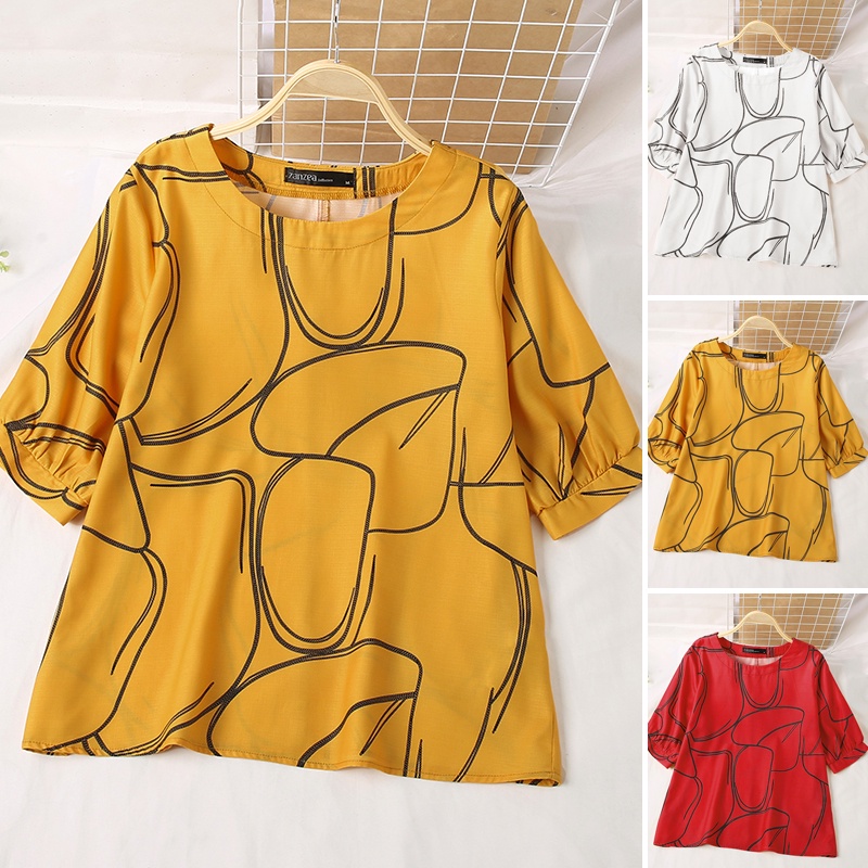 Áo ZANZEA tay lửng in hình vintage thời trang cho nữ