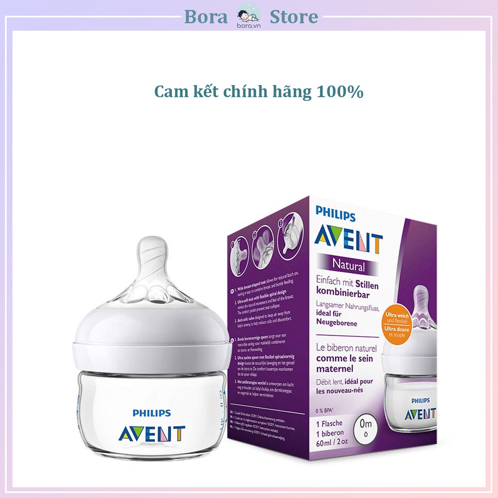 Bình sữa Avent Natural 60ml chính hãng