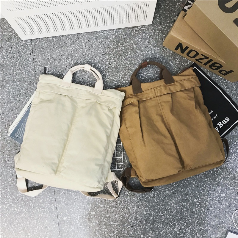 Balo Kiểu Vuông Vải Kaki Cao Cấp Phong Cách Unisex Bụi Bặm, Cá Tính Cho Nam Và Nữ