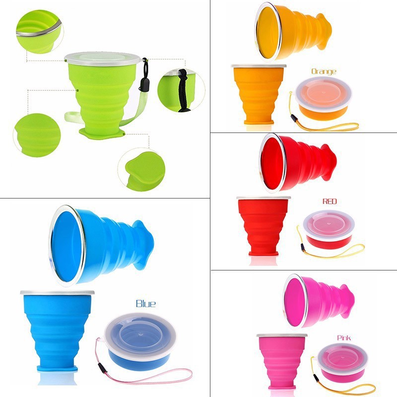 Ly Silicone uống nước gấp gọn nhiều màu tiện dụng