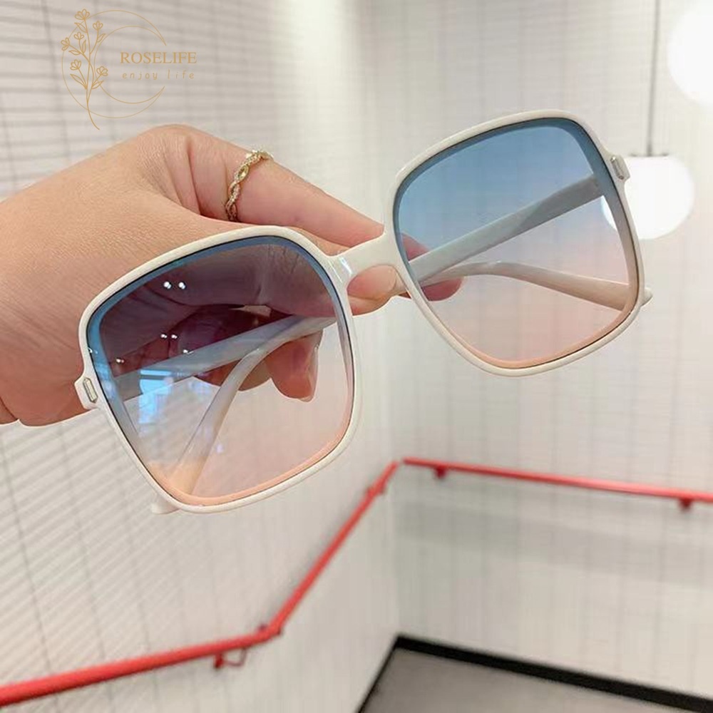 Kính Mát Gọng Vuông Lớn Chống Tia UV400 Màu Hồng Xanh Dương Gradient Thời Trang Phong Cách Hàn Quốc Cho Nam Và Nữ
