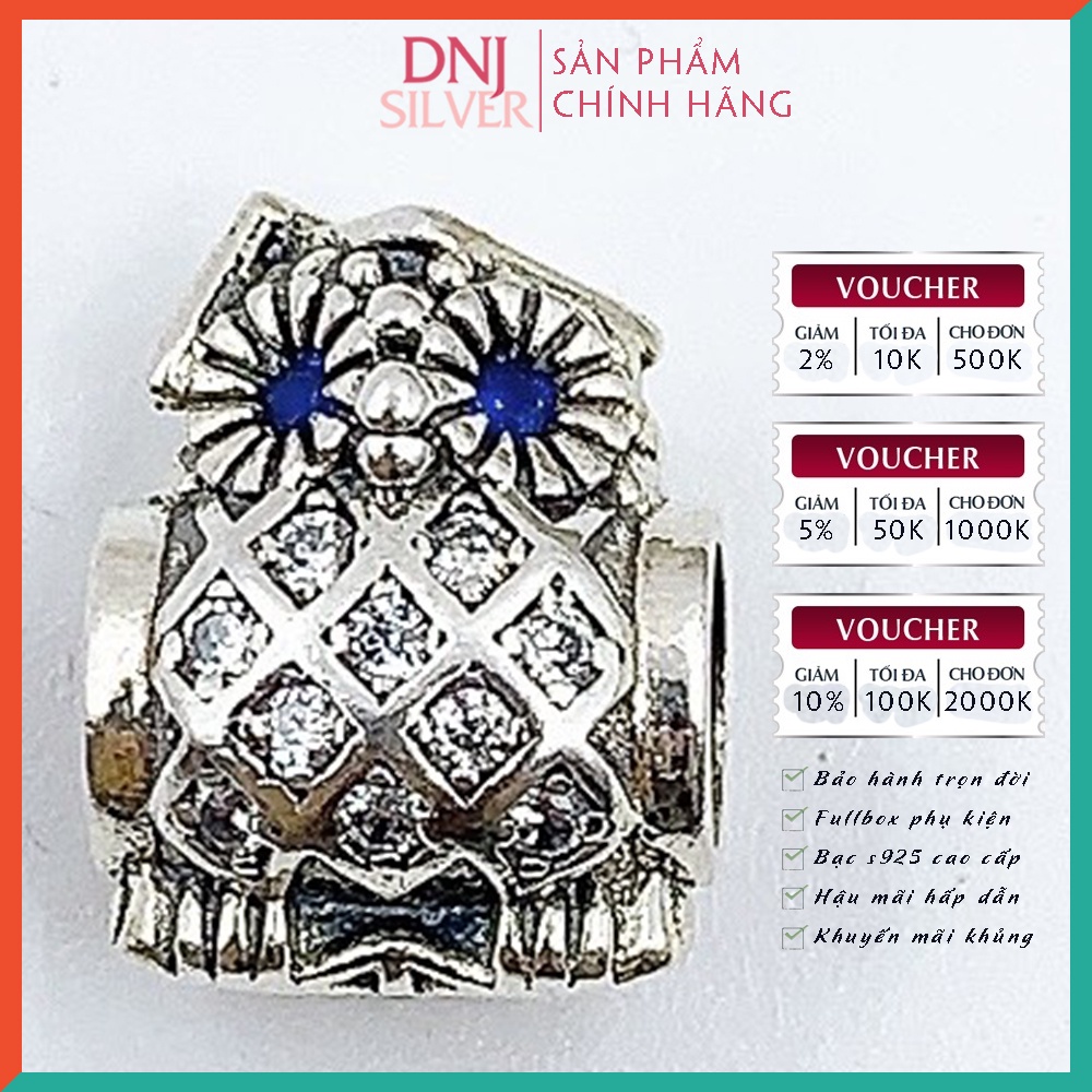 [Hàng cao cấp] Vòng tay bạc 925 cao cấp - Vòng tay charm bạc Con cú thông thái, mang ý nghĩa may mắn về học tập - DNB015